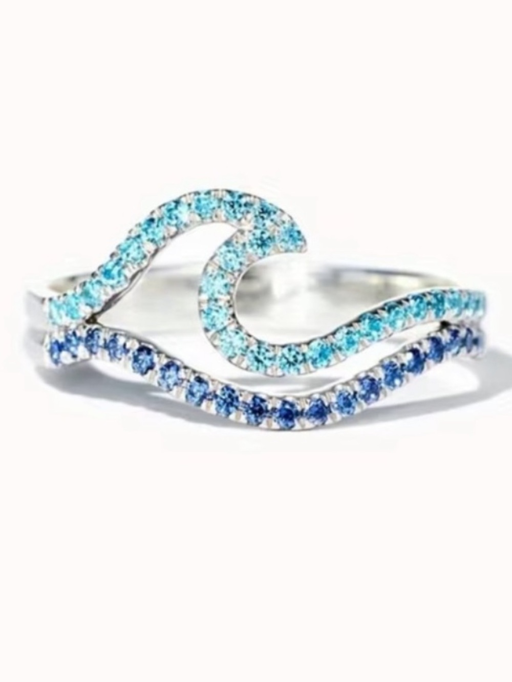 Cubic Zirconia Ocean Wave Ring